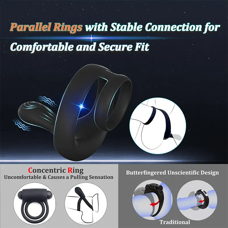 PR6 - Dual Motors Penis Testicle Taint Remote Control Cock Ring