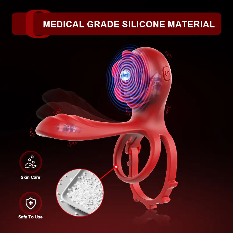 PR8 - Rose Vibrating Cock Ring with Dual Motors & Remote Control for Couples