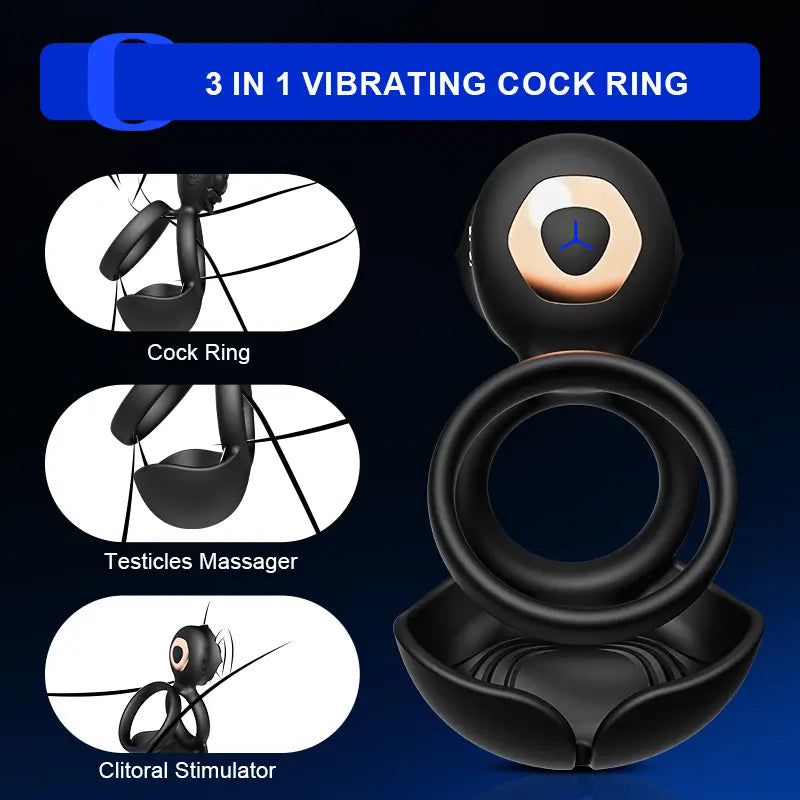 PR5 - 3-in-1 Multi-Point Stimulation Vibrating Cock Ring